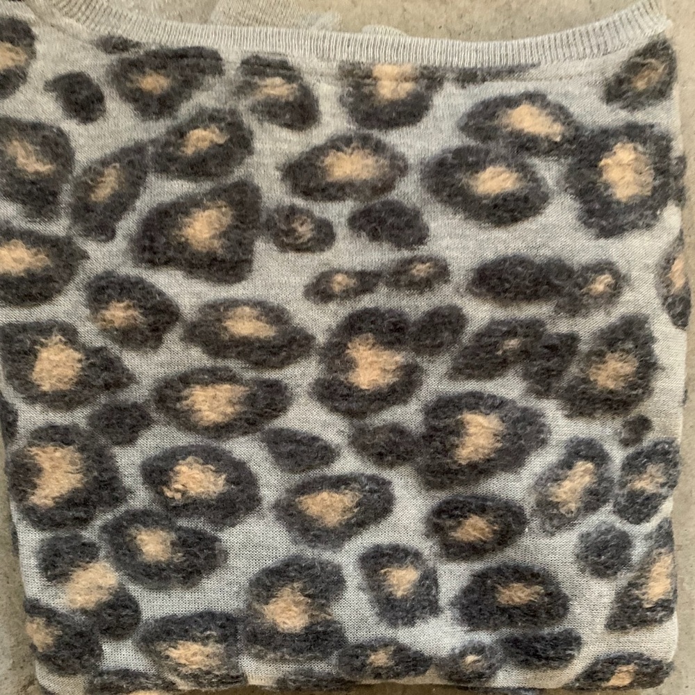 Anthropologie Gray Moth Leopard PrintSweater - Picture 5 of 8